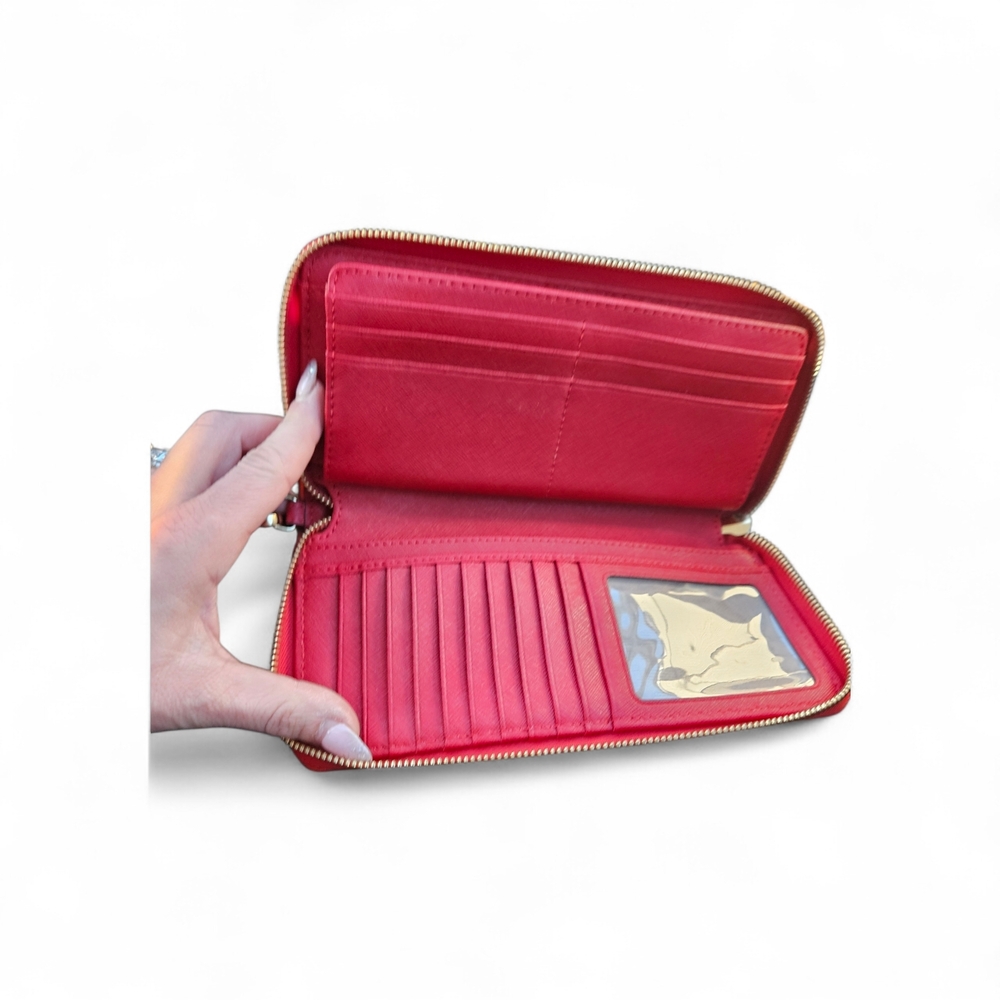 Michael Michael Kors Jet set Saffiano Leather Continental Wallet Crimson Red - Picture 4 of 4